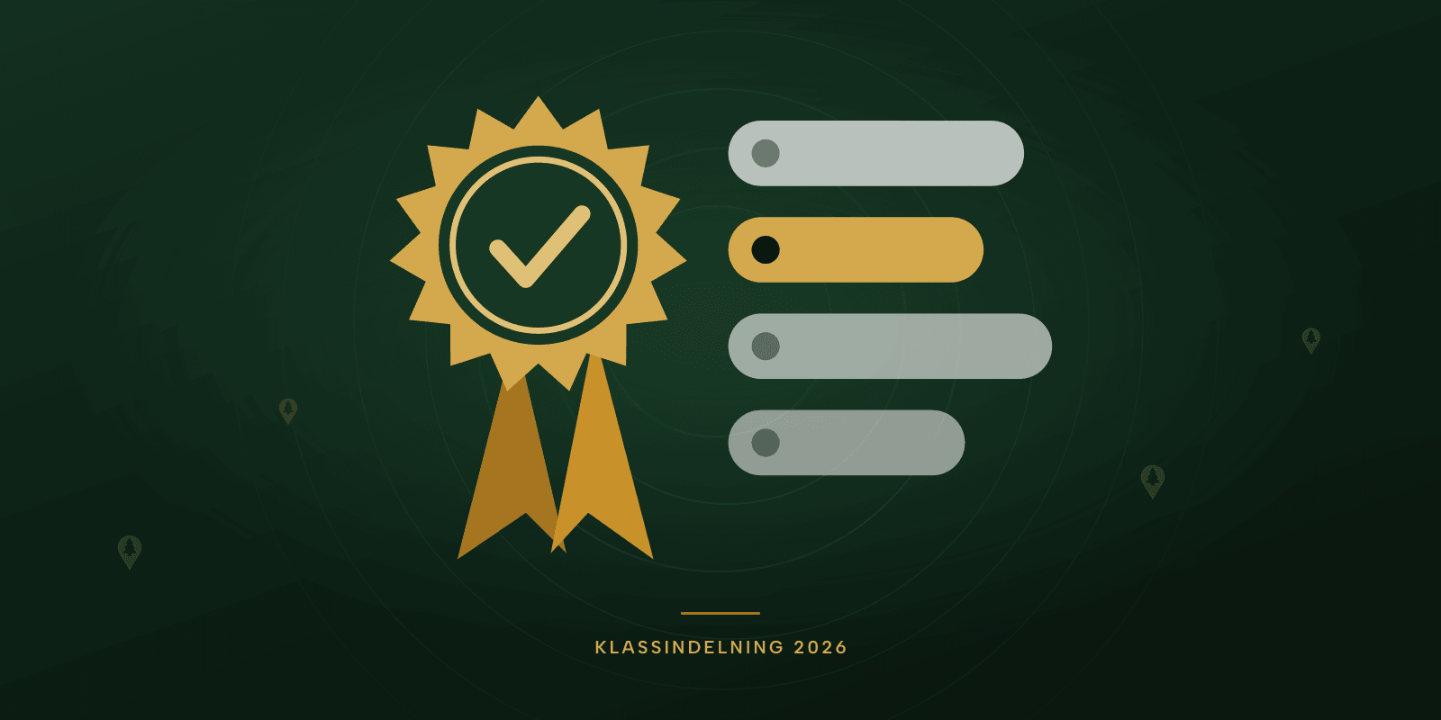En rosett bredvid en lista över tävlingsklasser, en av dem vald