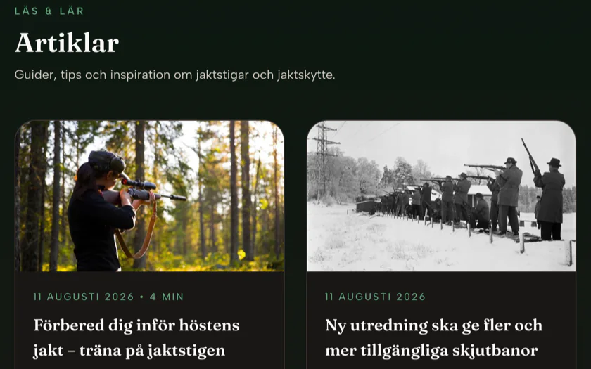 Artikelarkivet på jaktstigar.se med guider och nyheter om jaktstigar och jaktskytte.