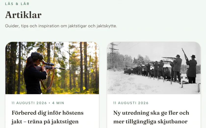 Artikelarkivet på jaktstigar.se med guider och nyheter om jaktstigar och jaktskytte.